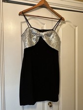 Silver Bow Black Mini Dress