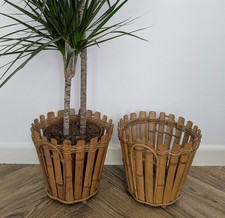 Vintage Bamboo Cane Plant Pot