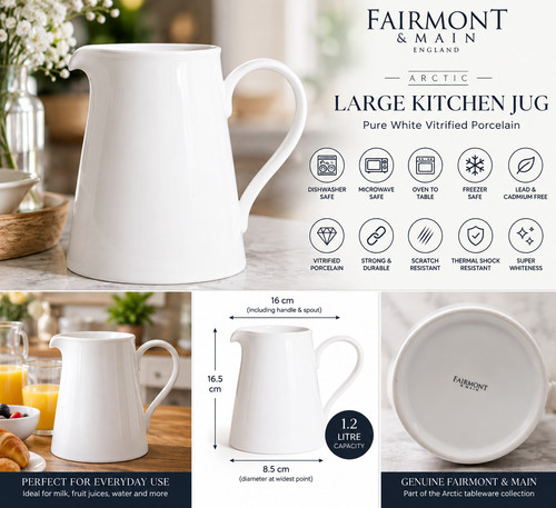 Large white porcelain jug 2l - jug, 1.2l