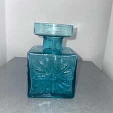 Dartington Frank Thrower FT60 Kingfisher blue turquoise art glass Daisy vase