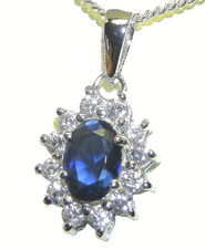 Silver Sapphire CZ Pendant