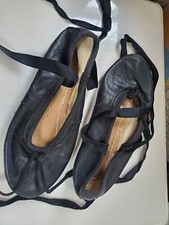 1950s Vintage Leather Ballet Flats -Size 9.5 Child - Chicago Theatrical Shoes Co