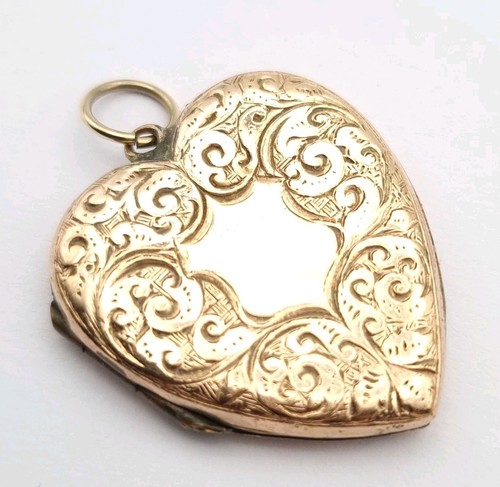 Antique heart locket - heart, gold