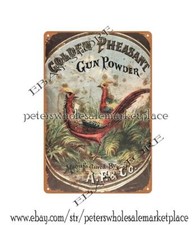 golden pheasant gun powder metal tin sign redecorating bedroom