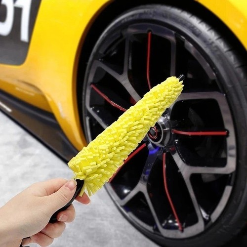 Car wheel cleaning - wheel, brush