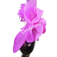 Purple Wedding Fascinator Hat Women Church Cocktail Pillbox Cap Ladies Party