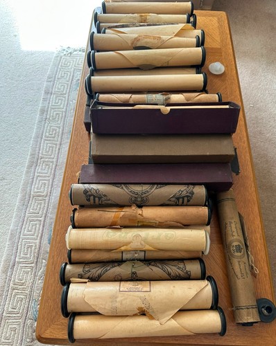 Antique pianola music rolls
