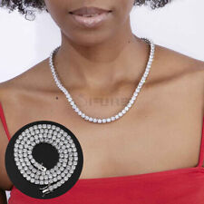 Women Crystal CZ Chain 5MM Round Cut Silver Stainless Steel 20” Tennis Necklace