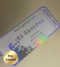 Personalised Foil Ticket | Concert Ticket | Music Ticket| For Any Concert 