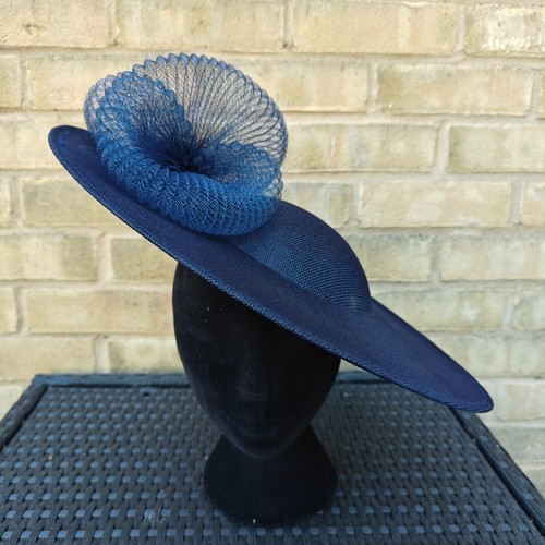 Navy blue flower wide - blue, brim