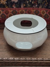 Vintage White Porcelaine Bistro Teapot Warmer, with Black Rim