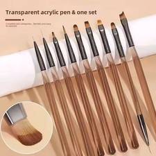 9PCS Nail Art Brush Set Gel Acrylic Liner Pen Detail Painting Manicure Tools UK