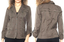 Ex Chainstore Ladies Khaki Lightweight Button Jacket Sizes 8 10 12 14 16 18 20