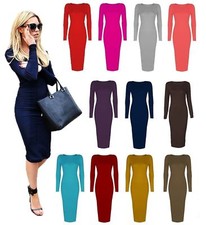 Ladies Long Sleeve Midi Dress