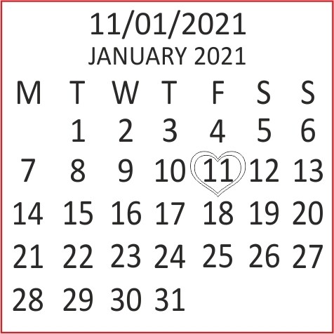 Personalised calendar date key - calendar,