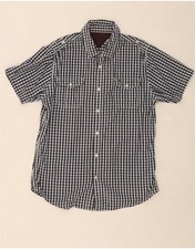 TOMMY HILFIGER Mens Short Sleeve Shirt Large Navy Blue Check DK10