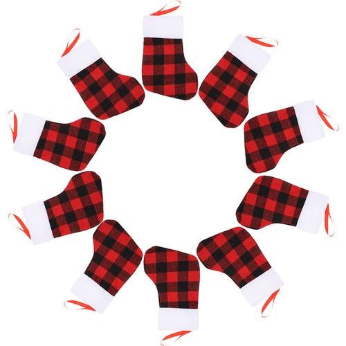 Christmas plaid stocking cloth - stocking,