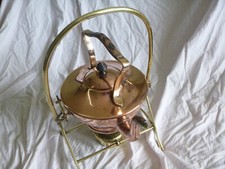 Vintage Copper & Brass Spirit Kettle with stand, burner with NEW wick V.G.C.
