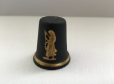 Wedgwood Black with gold  jasperware Spinner thimble .