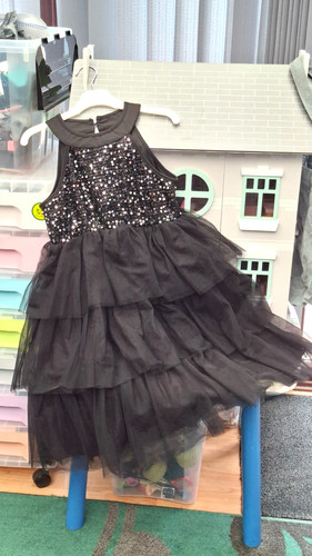 Girls black sequined halter - girls,