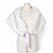 White Faux Fur Bridal Shawl