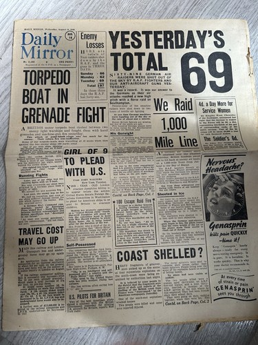 Daily mirror vintage - vintage, newspaper