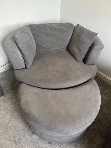 Two grey swivel chairs one - grey,