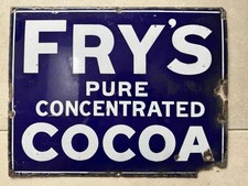 Original Vintage Fry's Cocoa enamel advertising sign in authentic condition
