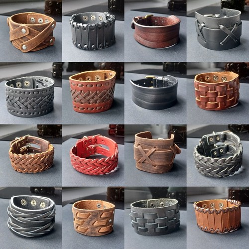 Mens leather cuff - leather, bracelet
