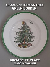 VINTAGE SPODE CHRISTMAS TREE 11" PLATE (GREEN BORDER) MADE IN ENGLAND