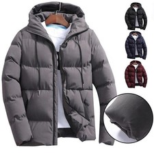 Men Jacket Puffer Bubble Down Hooded Winter Warm Coat Quilted Zip Padded Outwear