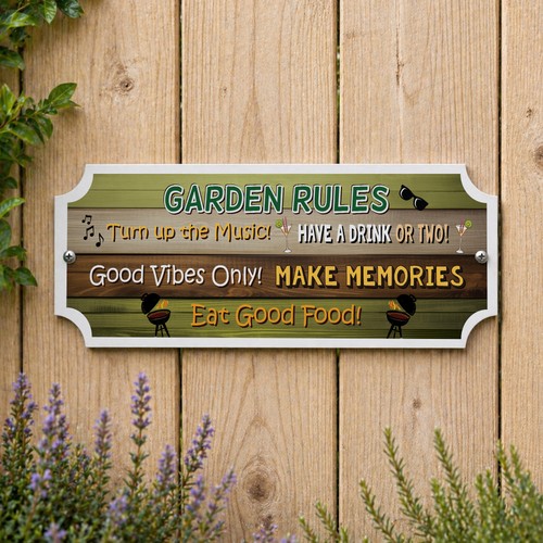 Garden rules plaque - rules, gardening