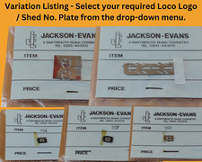 YOU CHOOSE: Jackson-Evans OO Gauge Engraved Loco Logo & Shed No. Plates - Bagged