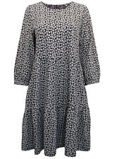 Ex-Seasalt Dress PRESSED TULIPS HERON DIP Tiers Jersey NAVY Sizes 16 & 20