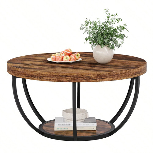Round coffee table industrial - coffee,