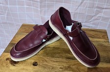 Fracap Made In Italy Leather Vibram Sole Shoes Burgundy Moc Toe Buckle UK 7