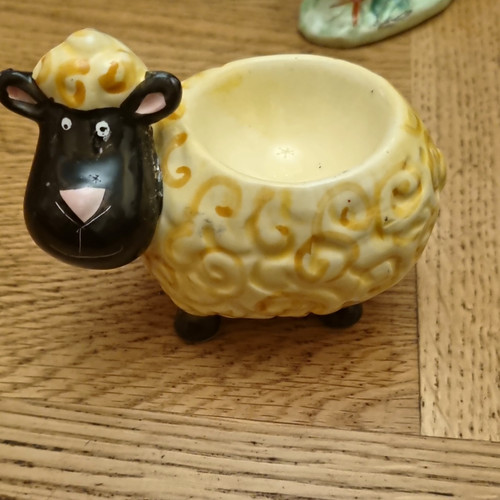 Ceramic sheep figurine eggcup - figurine,