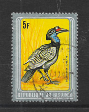 BURUNDI - 1980 Birds - 5f Hornbill - Metallic Blue Frame - FU