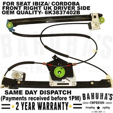 WINDOW REGULATOR- FOR SEAT IBIZA MK2/ MK3/ CORDOBA SX 1993-2002 FRONT RIGHT SIDE