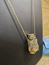 Unusual Vintage Avon Orient Gold Plated Glass Bottle Perfume Decanter Necklace