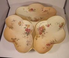 Large Royal Worcester 13.5"  Blush Ivory Footed Hors D' Oeuvres Dish