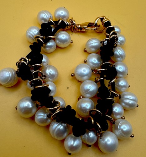 Vintage faux pearl black - faux, &