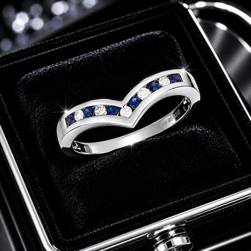 Sapphire diamond wishbone - wishbone, ring