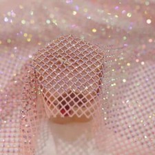 Stretch Sparkly Rhinestone Mesh Fabric DIY Fishnet Elastic Net Dress Sew Crafts