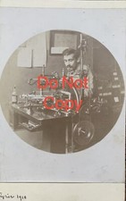 Watchmaker Clkcmaker Jeweller Lathe Bench Tools 1910 Antique Photo Rare CDV