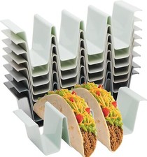 Taco Holder Stands 8 Pack Colorful Rack Premium Tray Plates Kit Microwave Safe