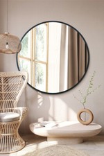 Extra Large Black Round Wall Mirror - 43"x43" (110cm x 110cm) MirrorOutlet