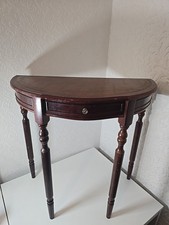 Leather Top Demilune Console