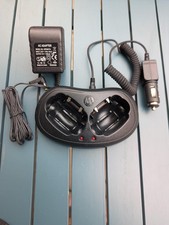 Motorola Dual Two-Way Radio Desktop Charger Base w/ AC & DC Car Adapters