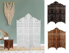 4 Panel Carved Room Divider